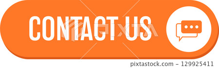 Orange button says "Contact Us" with a message bubble icon to the right of the words. 129925411