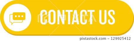 A bright yellow rectangular button with a chat bubble icon and the text "Contact Us" in white. 129925412