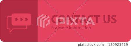 An abstract message bubble and the words "Contact Us" on a red background. Information. 129925419