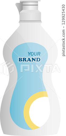 A clean white bottle designed for liquid household cleaning products like dish soap or sanitizer. 129925430