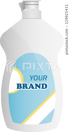 Generic white plastic bottle with label for liquid soap or lotion isolated on black background 129925431