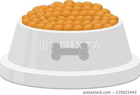 A bowl filled to the brim with orange food, with a bone symbol in the middle of the bowl 129925443