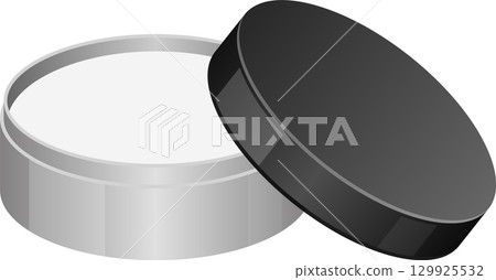 Open container with a gray base and dark gray lid, possibly holding a beauty or skincare product. 129925532