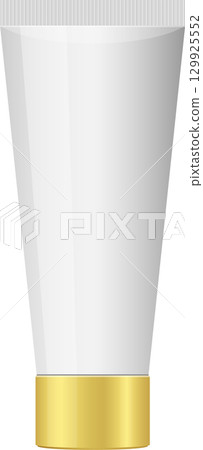 White tube packaging with gold cap for cosmetic or pharmaceutical product. Simple vector design. 129925552
