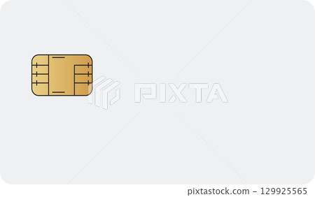 A light gray smart card with a gold integrated chip for secure data storage and authentication. 129925565