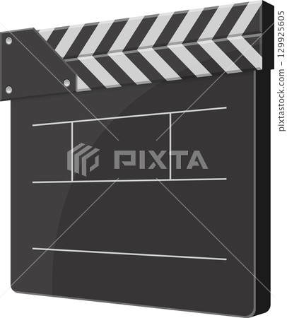 The black and white film slate is ready for action, signaling the start of a new scene. 129925605