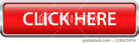 A bright red web button with the words "CLICK HERE" displayed in bold white font in the center. A bright red web button with the words "CLICK HERE" displayed in bold white font in the center. 129925634
