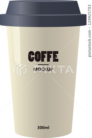 Stylized coffee cup illustration, featuring a lid and the measurement 300 ml on the body. Stylized coffee cup illustration, featuring a lid and the measurement 300 ml on the body. 129925783