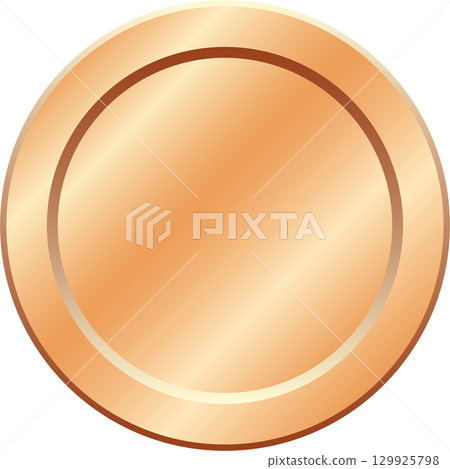 A shiny bronze coin gleams with a metallic sheen, ready for financial transactions or collection. 129925798