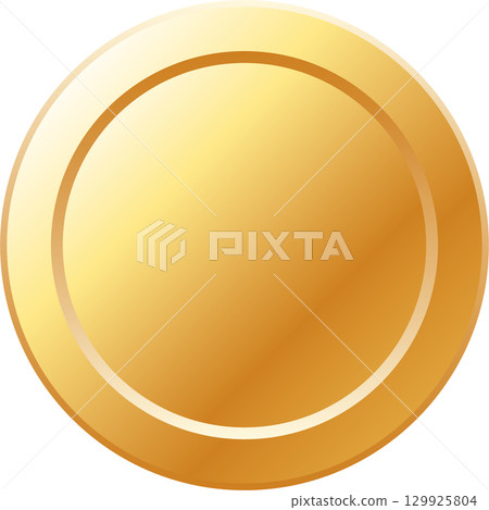 A shiny golden coin, symbolizing wealth and prosperity, gleaming with a metallic sheen on black. 129925804
