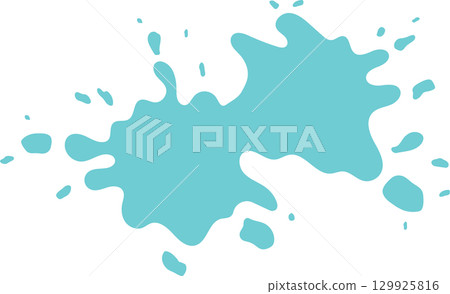 A light blue splash of liquid expands against a stark black background, dynamic and abstract. 129925816