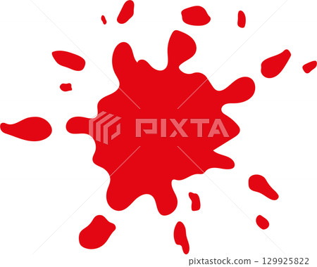A vibrant red splat of color bursts against a stark black backdrop, creating a visual impact. 129925822