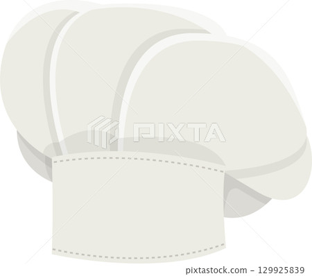 A white chef's hat, traditionally worn by cooks, signifies culinary expertise and kitchen duties. 129925839