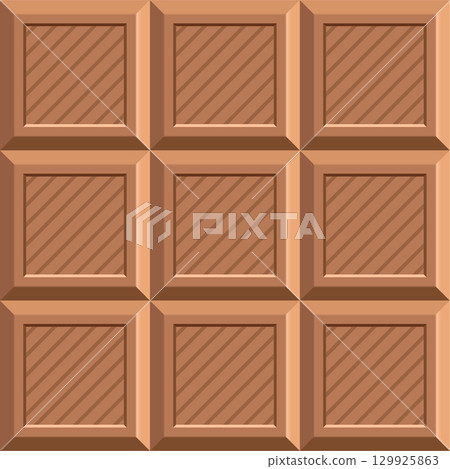 Delicious-looking square shaped chocolate bar with diagonal stripes in brown and tan colors Delicious-looking square shaped chocolate bar with diagonal stripes in brown and tan colors 129925863