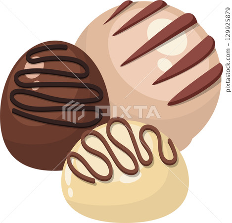 Delicious trio of chocolate candies, perfect for a sweet indulgence or a special treat. Delicious trio of chocolate candies, perfect for a sweet indulgence or a special treat. 129925879