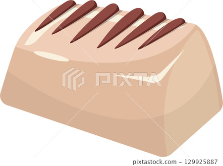 Appetizing glazed candy with decorative chocolate stripes, isolated on black background. Vector. Appetizing glazed candy with decorative chocolate stripes, isolated on black background. Vector. 129925887