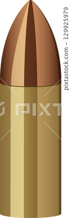 A close-up illustration of a bullet with a copper jacket and a gold-colored casing is shown here. A close-up illustration of a bullet with a copper jacket and a gold-colored casing is shown here. 129925979