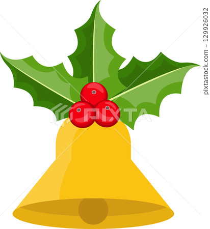 Festive bell with holly and berries, perfect for holiday celebrations and seasonal decorations. Festive bell with holly and berries, perfect for holiday celebrations and seasonal decorations. 129926032