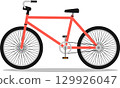 Isolated Pink or red bicycle on transparent background side view,  no people. Vehicle for exercise and recreation. 129926047