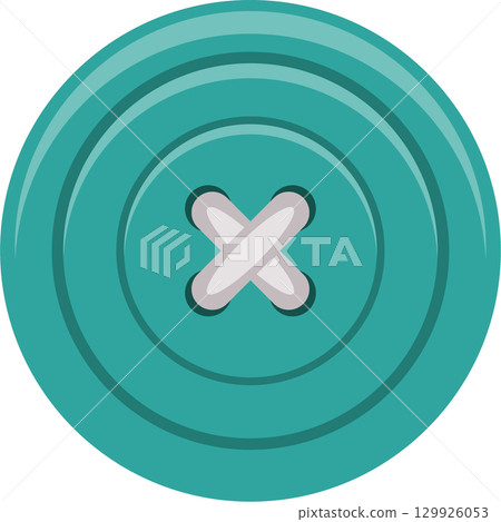 Vibrant turquoise button with an X stitch. Perfect for crafts, sewing and decorative purposes 129926053