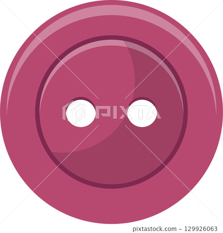 A pink, two-hole sew-through button used in garment making and craft projects is displayed. 129926063