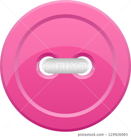 A glossy pink button is displayed, featuring two holes for attachment, casting subtle reflections. A glossy pink button is displayed, featuring two holes for attachment, casting subtle reflections. 129926065