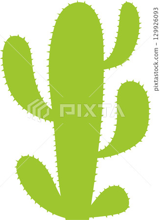 Illustration of a vibrant green saguaro cactus with prickly spines against a dark black backdrop. Illustration of a vibrant green saguaro cactus with prickly spines against a dark black backdrop. 129926093