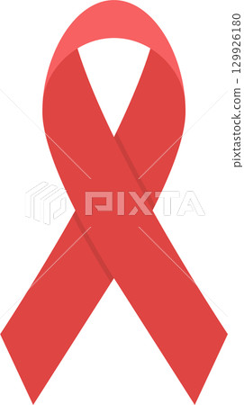 Red ribbon representing support for awareness and solidarity with health and social cause. 129926180