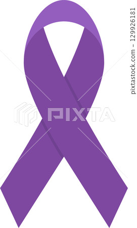 A vector image of a purple ribbon on a black background, commonly associated with awareness. A vector image of a purple ribbon on a black background, commonly associated with awareness. 129926181