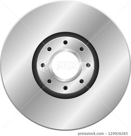 Shiny car brake disc or rotor, car part that helps stop the vehicle safely and effectively. Shiny car brake disc or rotor, car part that helps stop the vehicle safely and effectively. 129926265