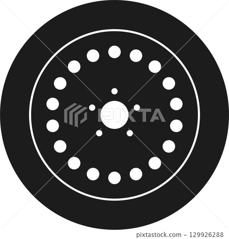 A dark and ominous wheel with circular cutouts, like a portal to another dimension. A dark and ominous wheel with circular cutouts, like a portal to another dimension. 129926288