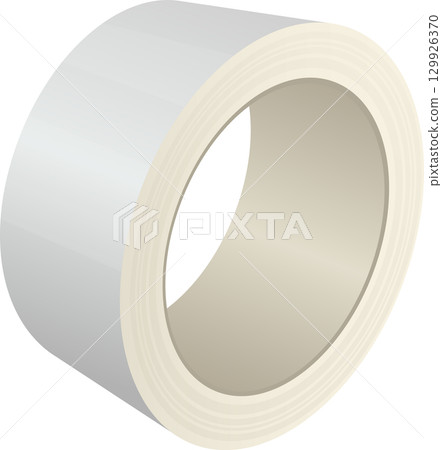 A roll of white adhesive tape viewed at an angle. Useful for securing or mending objects. 129926370
