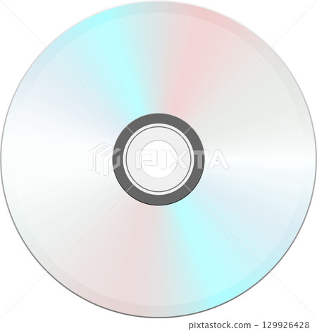 A compact disc is reflective, iridescent, and shiny, showing its rainbow data storage capacity. 129926428
