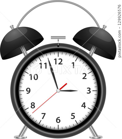 Classic alarm clock with a ringing bell. Indicates it is almost 11:53. Stay on schedule. 129926576