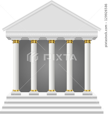 Classical architecture: Majestic building facade with columns and steps, conveying grandeur. 129926586