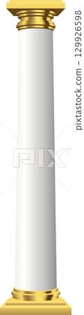Elegant isolated column with golden capital and base, standing tall against a dark background. Elegant isolated column with golden capital and base, standing tall against a dark background. 129926598