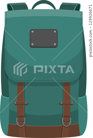 A teal rucksack with brown accents, perfect for carrying your essentials on any adventure! 129926671