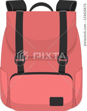 Coral backpack with black straps, metal rings and a front pocket is perfect for carrying essentials. 129926678