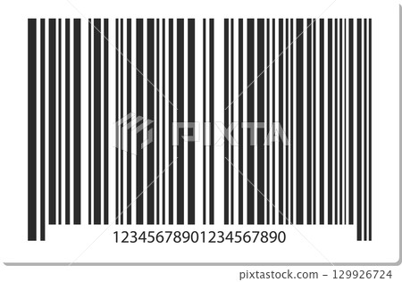 A barcode with black vertical lines against a white background and numbers for identification. 129926724