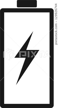 Charging battery icon in black color signifying energy replenishment and power availability. Charging battery icon in black color signifying energy replenishment and power availability. 129926744