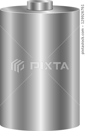 A metallic cylinder stands tall, its smooth surface reflecting light, showcasing a simple form. 129926761