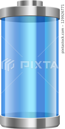 Sleek Blue Energy Cell: A modern, transparent cylinder hinting at power and technological efficiency. 129926771