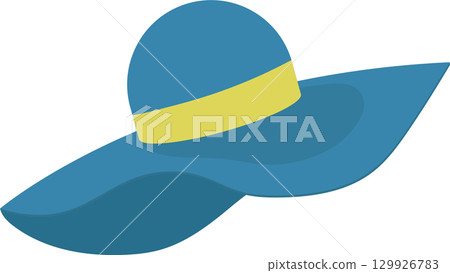 A stylish teal sun hat with a brim and a light yellow accent band for a sunny day out. A stylish teal sun hat with a brim and a light yellow accent band for a sunny day out. 129926783