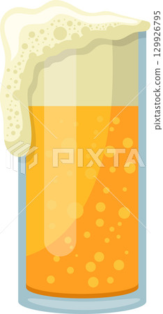 Refreshing beverage: a tall glass of golden liquid topped with foamy bubbles, perfect for celebrations Refreshing beverage: a tall glass of golden liquid topped with foamy bubbles, perfect for celebrations 129926795