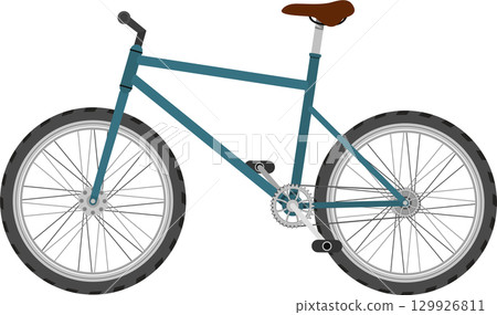 A blue bicycle with thick tires, perfect for off-road adventures and cruising through nature. A blue bicycle with thick tires, perfect for off-road adventures and cruising through nature. 129926811