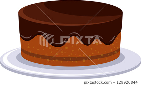 Delicious chocolate cake on a white plate, featuring rich icing and a classic dessert appeal. Delicious chocolate cake on a white plate, featuring rich icing and a classic dessert appeal. 129926844