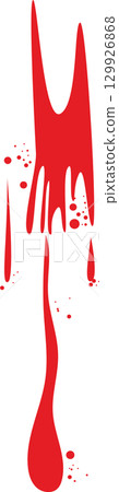 Abstract red spills and splatters create a sense of chaos against a stark black background. 129926868