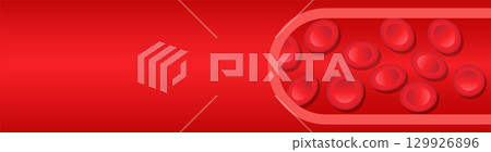 Cross-section of a vessel, showing the flow of oxygen-rich red blood cells within the stream. Cross-section of a vessel, showing the flow of oxygen-rich red blood cells within the stream. 129926896