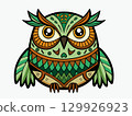 Owl cute childish cartoon decorative  illustration. 129926923
