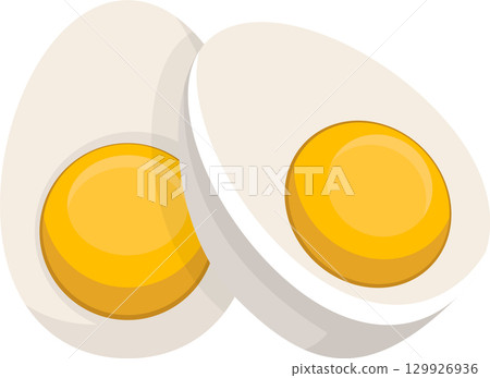 Halved eggs, showcasing creamy whites and bright yellow yolks, offer a protein-rich visual treat. Halved eggs, showcasing creamy whites and bright yellow yolks, offer a protein-rich visual treat. 129926936